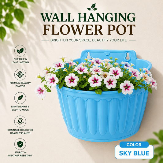 Wall Hanging Flowerpots - Durable Plastic Hanging Planters for Balcony, Garden & Indoor Décor