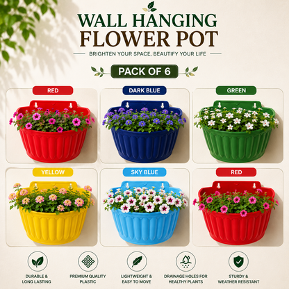 Wall Hanging Flowerpots - Durable Plastic Hanging Planters for Balcony, Garden & Indoor Décor