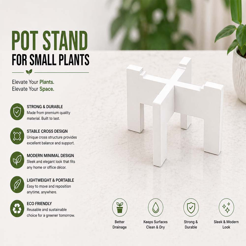 Wooden Plant Stand for Indoor Plants | Modern Flower Pot Stand | Small Pot Holder for Home Decor | Plant Display Riser for Living Room Balcony Desk | 16x16cm (Pot Not Included)