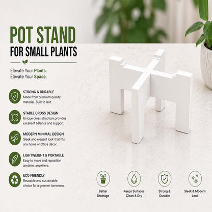 Wooden Plant Stand for Indoor Plants | Modern Flower Pot Stand | Small Pot Holder for Home Decor | Plant Display Riser for Living Room Balcony Desk | 16x16cm (Pot Not Included)