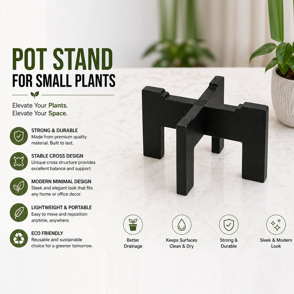 Wooden Plant Stand for Indoor Plants | Modern Flower Pot Stand | Small Pot Holder for Home Decor | Plant Display Riser for Living Room Balcony Desk | 16x16cm (Pot Not Included)